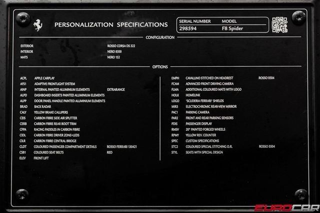 Used 2023 Ferrari F8 Spider *PASSENGER DISPLAY * SUSPENSION LIFTER*Image 13