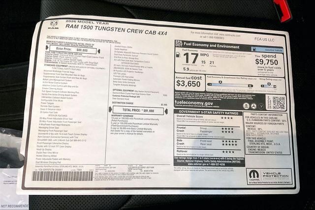 New 2026 RAM 1500 Tungsten Crew Cab 4x4Image 16