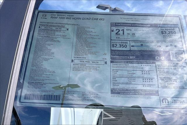 New 2026 RAM 1500 Big Horn Quad Cab 4x2 6