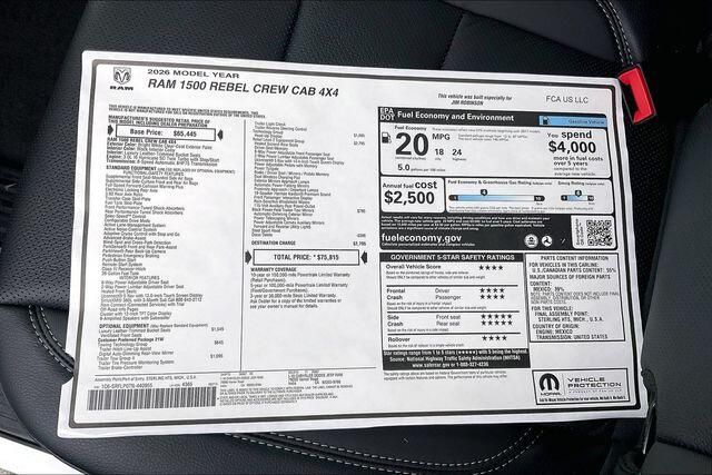New 2026 RAM 1500 Rebel Crew Cab 4x4 5