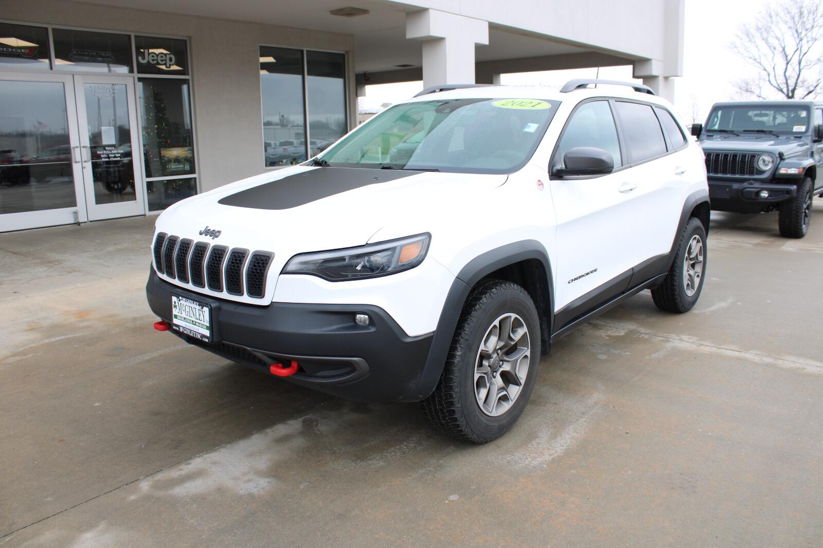 Certified 2021 Jeep Cherokee Trailhawk with VIN 1C4PJMBXXMD252575 for sale in Highland, IL