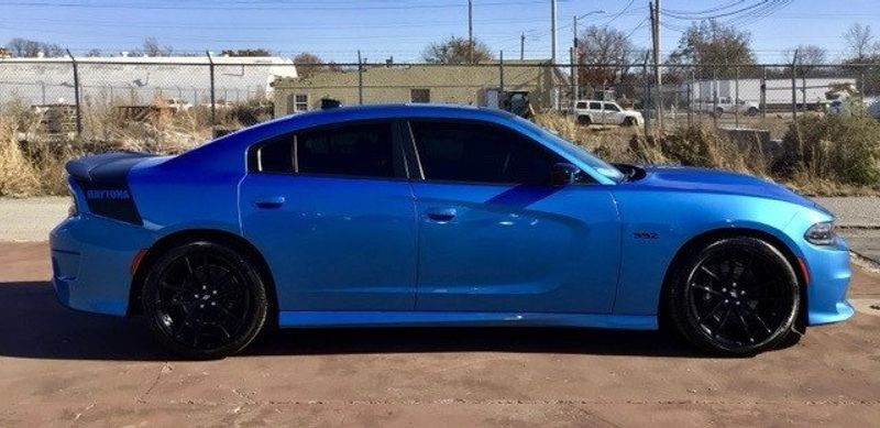 2023 Dodge Charger Scat Pack in a B5 Blue exterior color and Blackinterior. Matthews Chrysler Dodge Jeep Ram 918-276-8729 cyclespecialties.com 