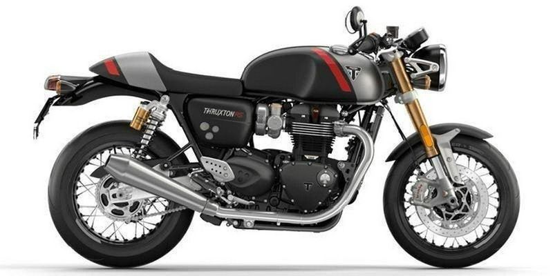 2022 Triumph Thruxton in a Matte Storm Gray exterior color. New England Powersports 978 338-8990 pixelmotiondemo.com 