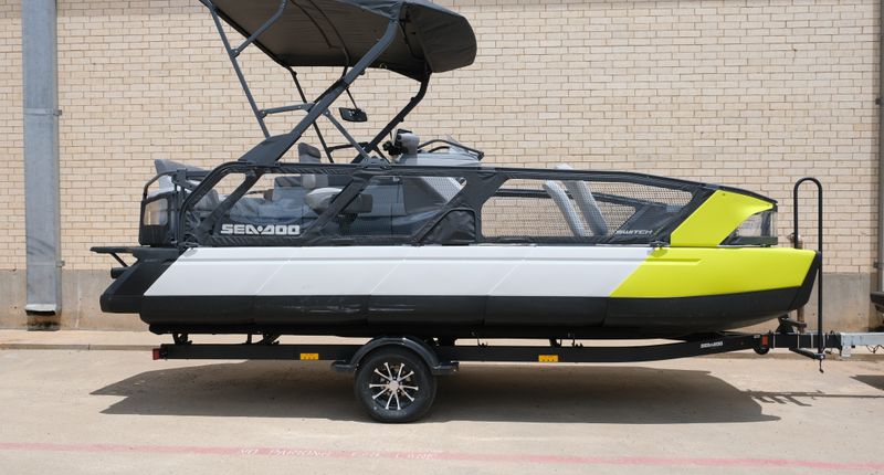 2024 SEADOO SWITCH SPORT 18  in a YELLOW exterior color. Family PowerSports (877) 886-1997 familypowersports.com 