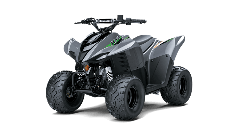 2024 Kawasaki KFX 50 in a Battle Gray exterior color. Cross Country Powersports 732-491-2900 crosscountrypowersports.com 
