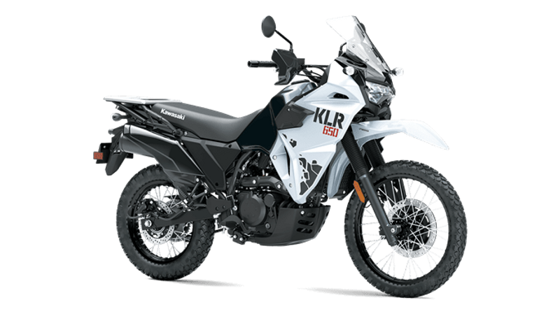 2025 Kawasaki KLR 650 PEARL CRYSTAL WHITE AND METALLIC CARBON GRAYImage 1