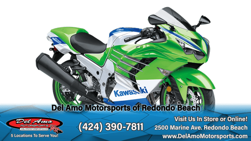 2024 Kawasaki ZX1400JRFNL-GN1  in a LIME GREEN/PEARL CRYSTAL WHITE/BLUE exterior color. Del Amo Motorsports of Redondo Beach (424) 304-1660 delamomotorsports.com 