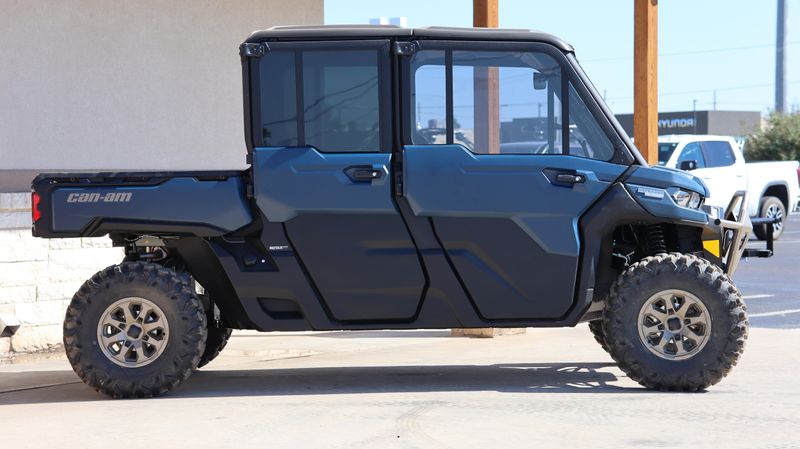 2025 CAN-AM DEFENDER MAX LIMITED CAB HD10 DUSTY NAVY in a DUSTY NAVY exterior color. Family PowerSports (877) 886-1997 familypowersports.com 