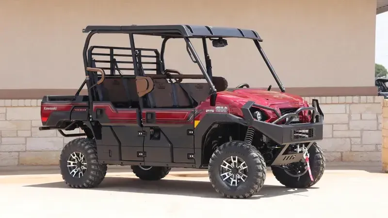 New 2026 Kawasaki MULE PROFXT 1000 LE PLATINUM RANCH EDITION METALLIC DEEP RED Image 1