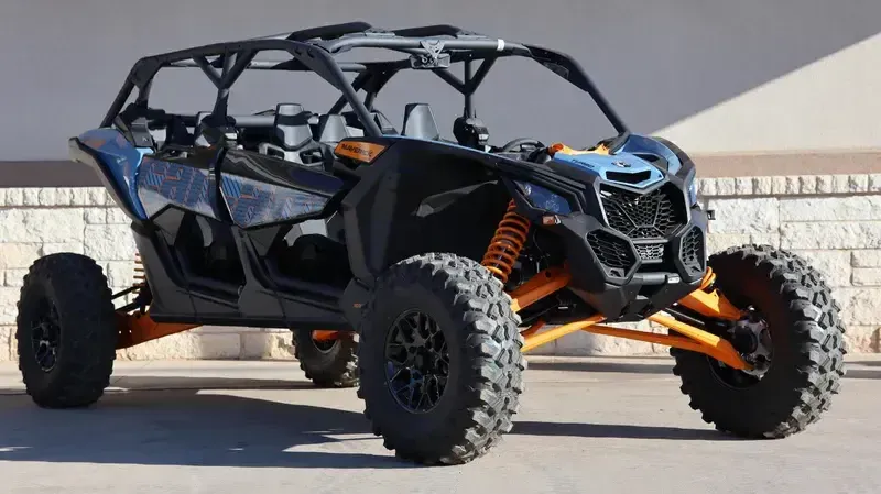 New 2025 Can-Am MAVERICK X3 MAX DS TURBO SCANDI BLUE AND ORANGE CRUSH Image 1