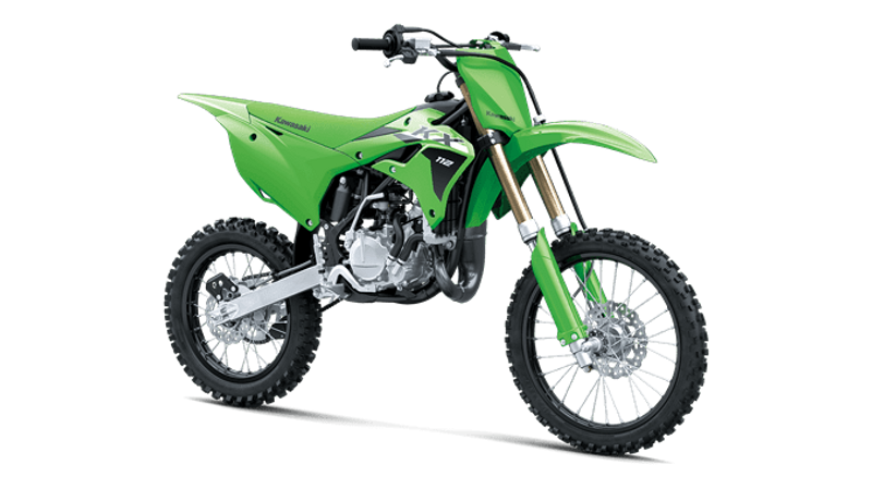 2024 Kawasaki KX 112 in a Lime Green exterior color. Greater Boston Motorsports 781-583-1799 pixelmotiondemo.com 