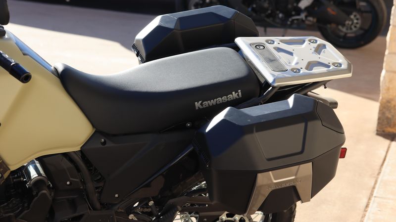 2025 KAWASAKI KLR 650 ADVENTURE ABS CYPHER CAMO TAN  METALLIC MATTE CARBON GRAY  in a CYPHER CAMO TAN & METALLIC MATTE CARBON GRAY exterior color. Family PowerSports (877) 886-1997 familypowersports.com 