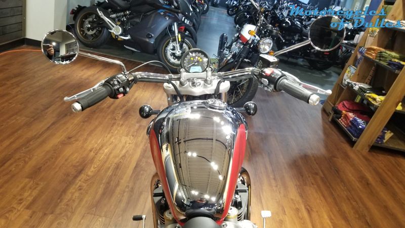 2023 Triumph Bonneville Speedmaster in a Chrome/Diablo Red exterior color. Motorcycles of Dulles 571.934.4450 motorcyclesofdulles.com 