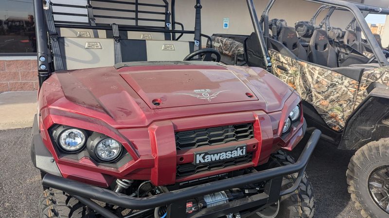 2025 KAWASAKI MULE PROFXT 1000 LE RANCH EDITION in a METALLIC DEEP RED exterior color. Family PowerSports (877) 886-1997 familypowersports.com 