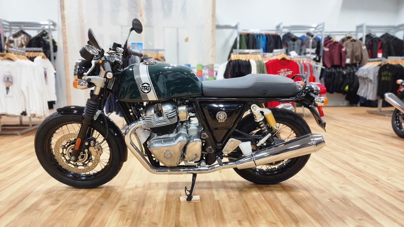 2023 Royal Enfield CONTINENTAL GT  in a BRITISH RACING GREEN exterior color. Royal Enfield Motorcycles of Miami (786) 845-0052 remotorcyclesofmiami.com 