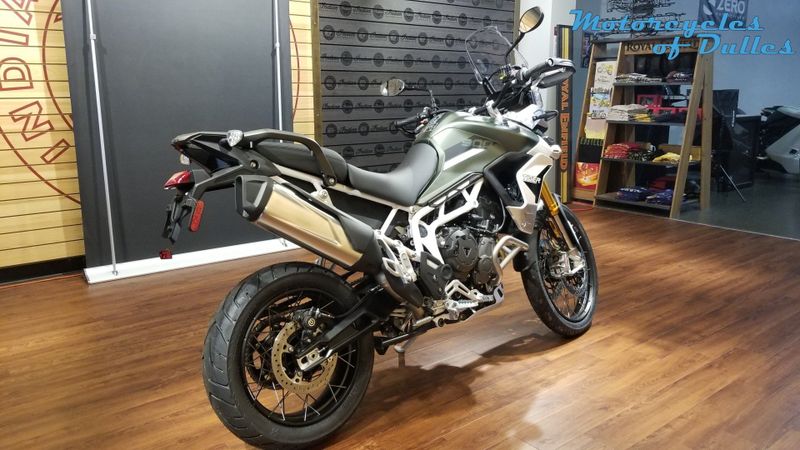 2023 Triumph Tiger 900 Rally Pro  in a Matte Khaki Green exterior color. Motorcycles of Dulles 571.934.4450 motorcyclesofdulles.com 