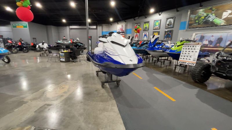 2025 Yamaha GP SVHO W/AUDIO  in a WHITE/RACING BLUE exterior color. Del Amo Motorsports of Redondo Beach (424) 390-7811 delamomotorsports.com 