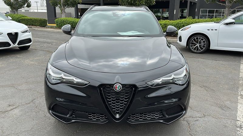 2024 Alfa Romeo Stelvio Sprint Awd in a Vulcano Black Metallic exterior color and Blackinterior. Alfa Romeo of Ontario 909-757-1449 alfaromeousaofontario.com 