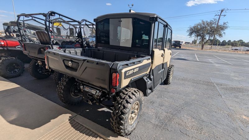 2025 CAN-AM DEFENDER MAX LIMITED CAB HD10 DESERT TAN AND STEALTH BLACK in a DESERT TAN AND STEALTH BLACK exterior color. Family PowerSports (877) 886-1997 familypowersports.com 