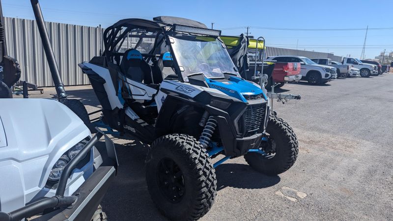 2020 POLARIS RZR XP TURBO S VELOCITY MATTE WHITE S VELOCITY in a BLUE exterior color. Family PowerSports (877) 886-1997 familypowersports.com 