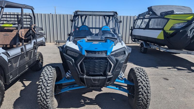 2020 POLARIS RZR XP TURBO S VELOCITY MATTE WHITE S VELOCITY in a BLUE exterior color. Family PowerSports (877) 886-1997 familypowersports.com 