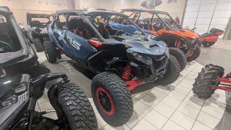 2025 Can-Am MAVERICK R MAX X RS WITH SMARTSHOX 999T DCT DUSTY NAVY AND LEGION REDImage 1