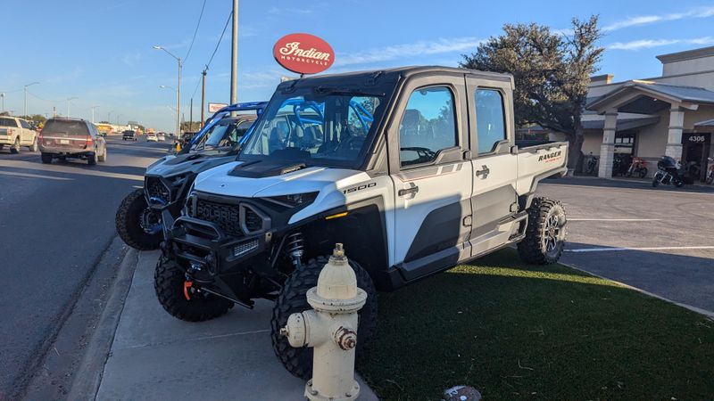 2025 POLARIS RANGER CREW XD 1500 NORTHSTAR EDITION ULTIMATE GHOST WHITE METALLIC SMOKE in a GHOST WHITE METALLIC SMOKE exterior color. Family PowerSports (877) 886-1997 familypowersports.com 