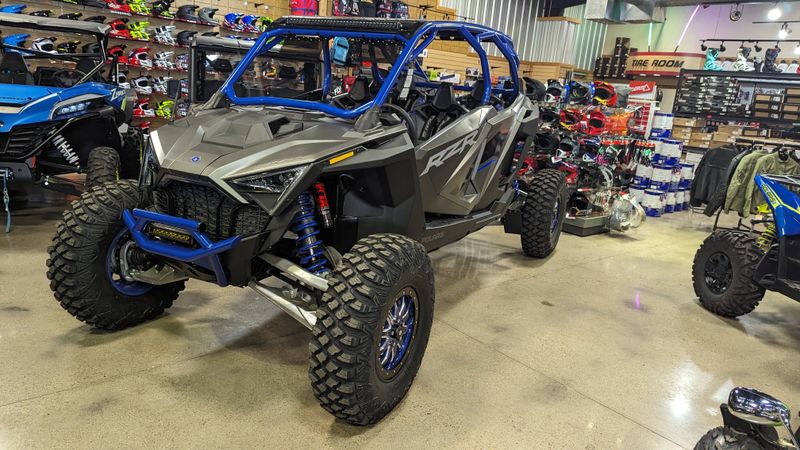 2024 POLARIS RZR PRO R 4 ULTIMATE  MATTE HEAVY METAL in a METALLIC SMOKE exterior color. Family PowerSports (877) 886-1997 familypowersports.com 