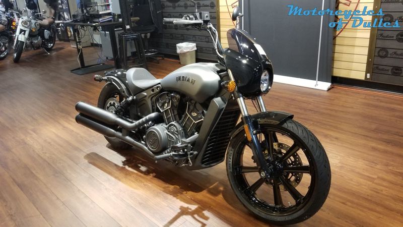 2023 Indian Motorcycle Scout Rogue Sixty  in a Titanium Smoke exterior color. Motorcycles of Dulles 571.934.4450 motorcyclesofdulles.com 