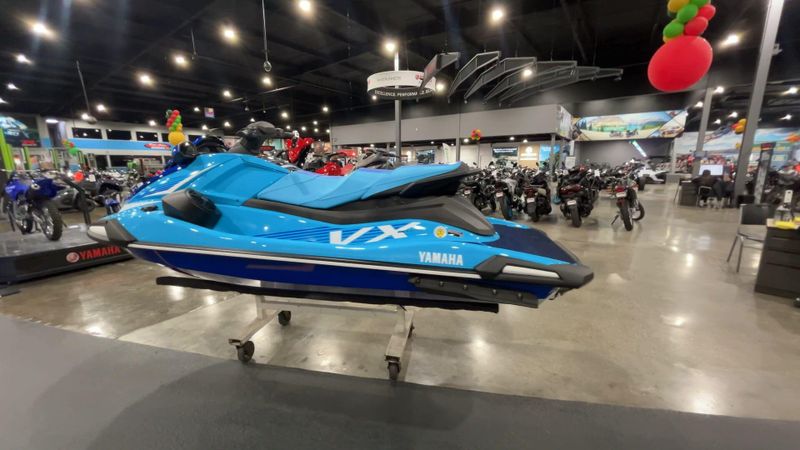 2025 Yamaha VX DELUXE W/AUDIO  in a CYAN/AZURE BLUE exterior color. Del Amo Motorsports of Redondo Beach (424) 390-7811 delamomotorsports.com 