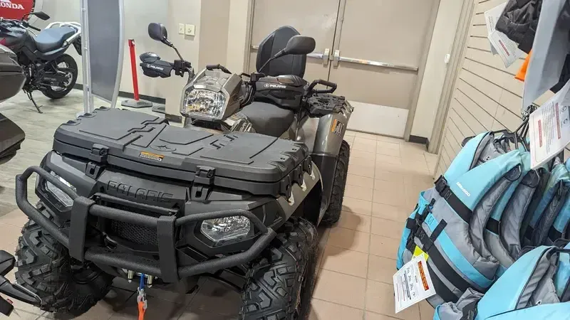 2024 POLARIS SPORTSMAN TOURING XP 1000 TRAIL HEAVY METAL in a HEAVY METAL exterior color. Family PowerSports (877) 886-1997 familypowersports.com 