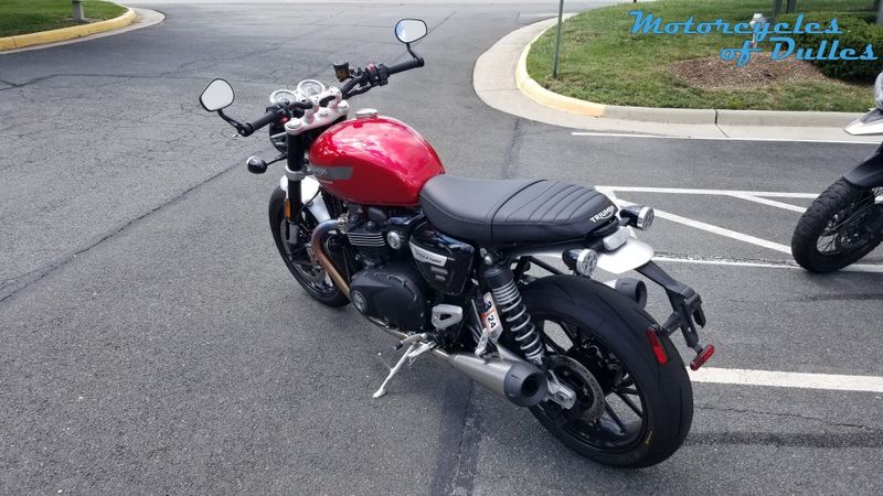 2023 Triumph Speed Twin 1200 in a Red Hopper exterior color. Motorcycles of Dulles 571.934.4450 motorcyclesofdulles.com 