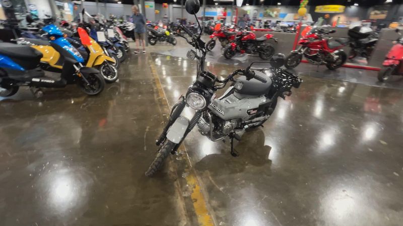2025 Honda TRAIL 125  in a PEARL SMOKY GRAY exterior color. Del Amo Motorsports of Redondo Beach (424) 390-7811 delamomotorsports.com 