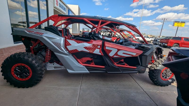 2025 Can-Am MAVERICK MAX XDS 64 TURBO RR FIERY RED AND HYPER SILVERImage 1