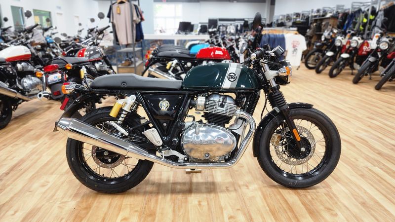2023 Royal Enfield CONTINENTAL GT  in a BRITISH RACING GREEN exterior color. Royal Enfield Motorcycles of Miami (786) 845-0052 remotorcyclesofmiami.com 