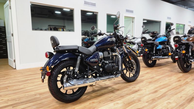 2023 Royal Enfield METEOR 350  in a STELLAR BLUE exterior color. Royal Enfield Motorcycles of Miami (786) 845-0052 remotorcyclesofmiami.com 