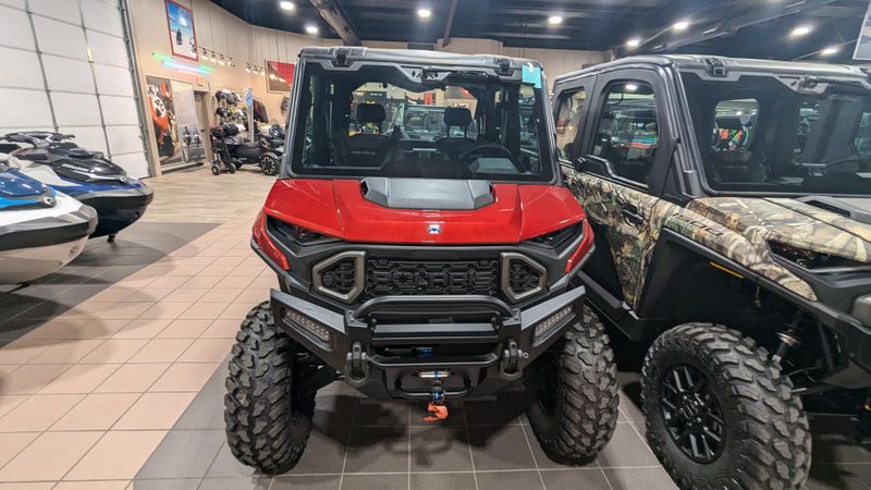 2024 POLARIS RANGER CREW XD 1500 NORTHSTAR EDITION ULTIMATE SUNSET RED in a SUNSET RED exterior color. Family PowerSports (877) 886-1997 familypowersports.com 