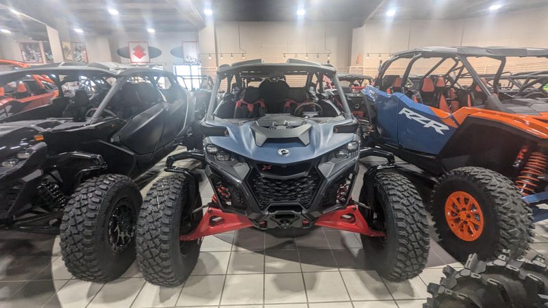 2025 Can-Am MAVERICK R MAX X RS WITH SMARTSHOX 999T DCT DUSTY NAVY AND LEGION REDImage 4