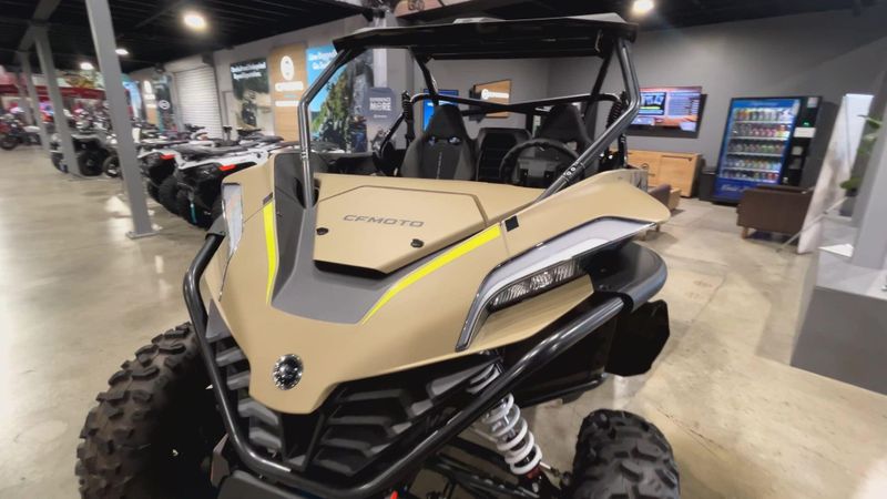 New 2024 CFMOTO ZFORCE 950 HO EX G1  in a DESERT TAN exterior color. Del Amo Motorsports of Redondo Beach (424) 390-7811 delamomotorsports.com 