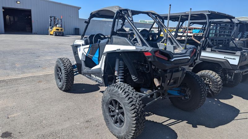 2020 POLARIS RZR XP TURBO S VELOCITY MATTE WHITE S VELOCITY in a BLUE exterior color. Family PowerSports (877) 886-1997 familypowersports.com 