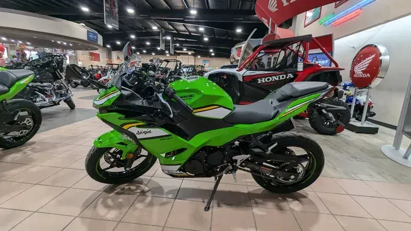 2025 Kawasaki NINJA 500 KRT EDITION LIME GREEN AND EBONY AND PEARL BLIZZARD WHITEImage 3