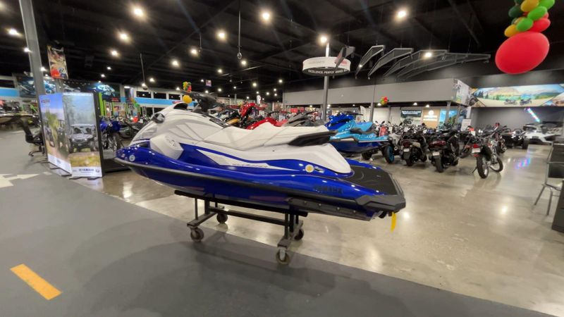 2025 Yamaha GP SVHO W/AUDIO  in a WHITE/RACING BLUE exterior color. Del Amo Motorsports of Redondo Beach (424) 390-7811 delamomotorsports.com 