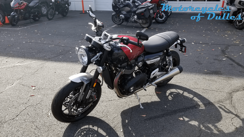 2024 Triumph Speed Twin 1200  in a Carnival Red/Storm Grey exterior color. Motorcycles of Dulles 571.934.4450 motorcyclesofdulles.com 