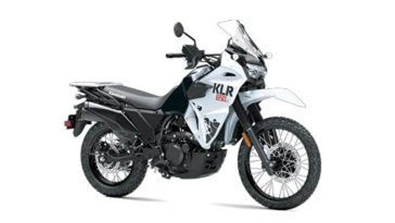 2025 KAWASAKI KLR 650 S  PEARL CRYSTAL WHITEMETALLIC CARBON GRAY in a PEARL CRYSTAL WHITE/METALLIC CARBON GRAY exterior color. Family PowerSports (877) 886-1997 familypowersports.com 