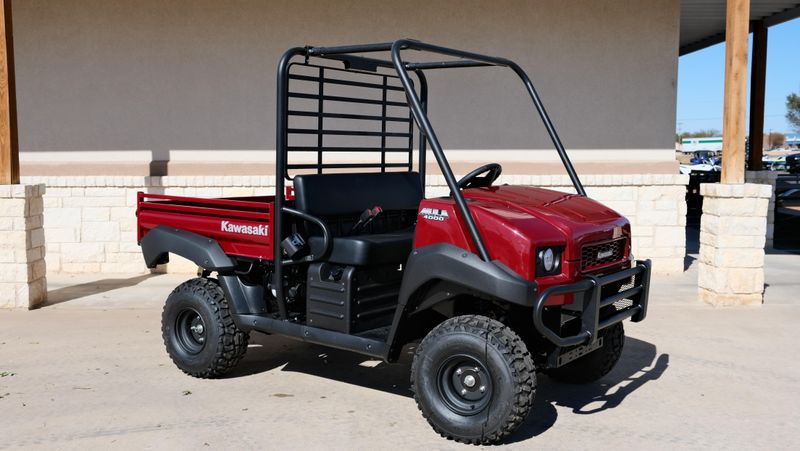 NEW 2026 KAWASAKI MULE 4010 4X4  in a DARK ROYAL RED exterior color. Family PowerSports (877) 886-1997 familypowersports.com