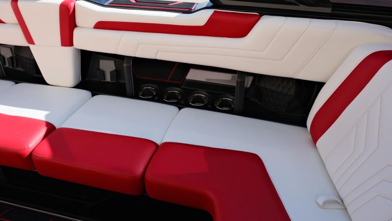 2025 MALIBU WAKESETTER 25 LSV  in a RED-BLACK-WHITE exterior color. Family PowerSports (877) 886-1997 familypowersports.com 