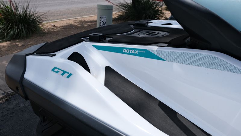 2024 SEADOO PWC GTI 130 WH IBR 24  in a WHITE-MINT exterior color. Family PowerSports (877) 886-1997 familypowersports.com 
