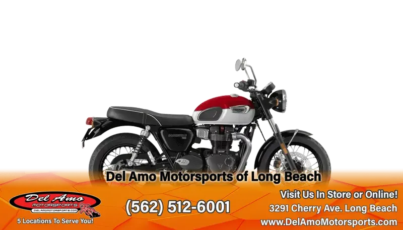 2023 Triumph BONNEVILLE T100  in a CARNIVAL RED/FUSION WHITE exterior color. Del Amo Motorsports of Long Beach (562) 362-3160 delamomotorsports.com 