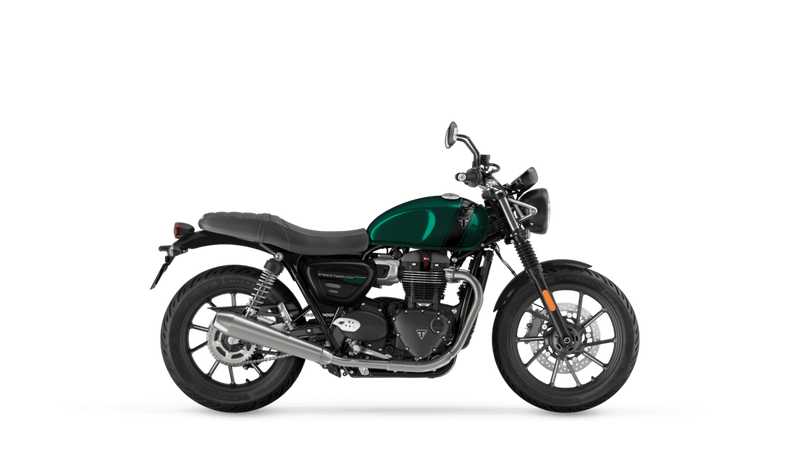 2024 Triumph SPEED TWIN 900 in a COMPETITION GREEN / PHANTOM BLACK exterior color. Cross Country Powersports 732-491-2900 crosscountrypowersports.com 