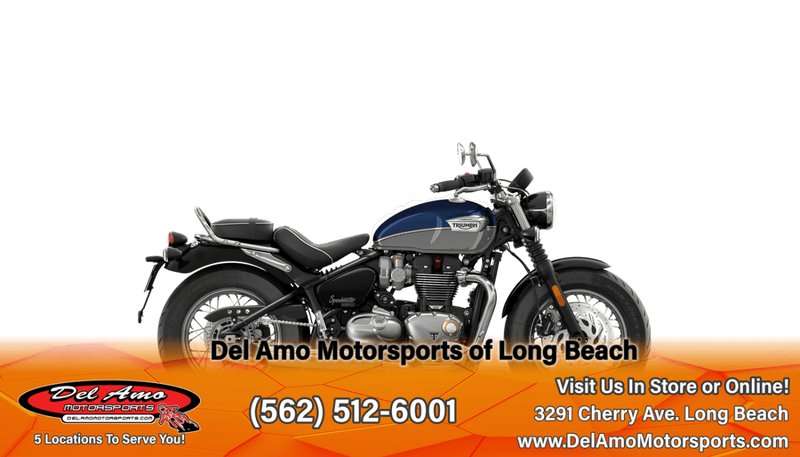 2024 Triumph BONNEVILLE SPEEDMASTER  in a PACIFIC BLUE/SILVER ICE exterior color. Del Amo Motorsports of Long Beach (562) 362-3160 delamomotorsports.com 